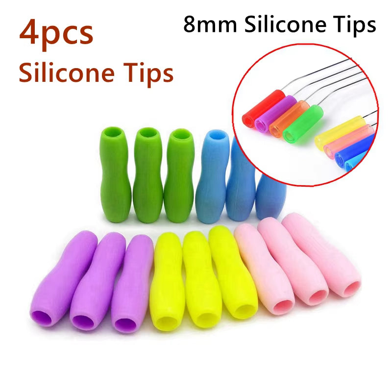 8 Colors Reusable Glass Straws Eco-Friendly Drinking Straws with Brushes Straight Curved Glass Straws for Smoothies Cocktail